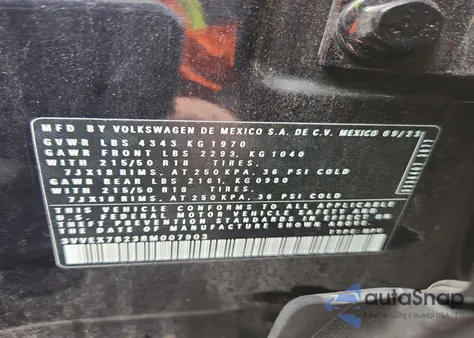 2024 Volkswagen Taos Se из США, поврежденный, VIN 3VVEX7B23RM007903